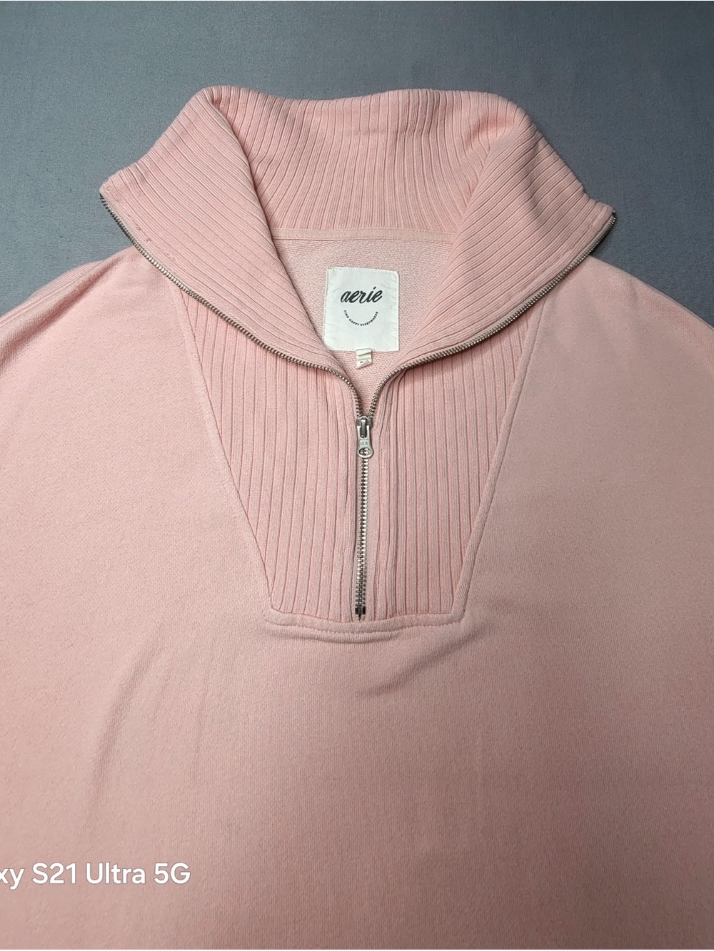 Aerie women Pink Half-Zip Sweater pull over size XS